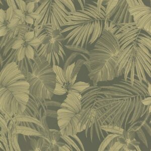 Grandeco | Nomad | A51302 | Vliestapete | Blätter | 10.05 x 0.53 m | Grün