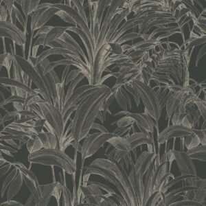 Grandeco | Asperia | A51403 | Vliestapete | Blätter | 10.05 x 0.53 m | Grau