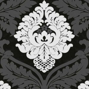 A.S. Creation | Flock | 554314 | Vliestapete | Barock | 0.53 x 10.05 m | Schwarz