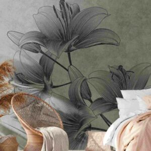 A.S. Creation Fototapete The Wall 382781 Ein Motiv pro Rolle Blumenoptik Grau