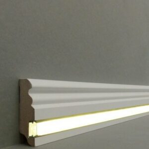 Licht Sockelleiste "Essen" MDF 19 x 80 x 2500 mm Weiß Berliner Profil by PROV...