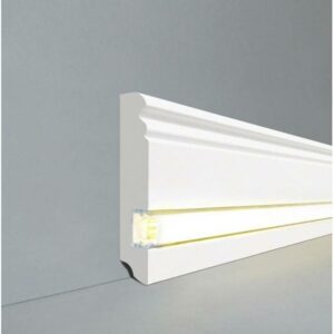 Licht Sockelleiste "Wiesbaden" MDF 19 x 96 x 2500 mm Weiß Berliner Profil by ...
