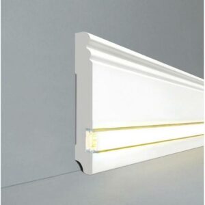 Licht Sockelleiste "Berlin" MDF 19 x 115 x 2500 mm Weiß Berliner Profil by PR...