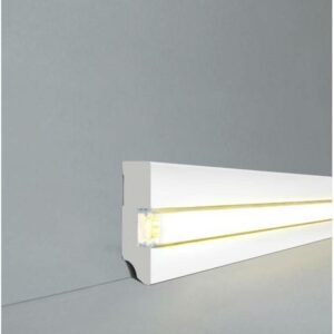 Licht Sockelleiste "Brühl" MDF 19 x 58 x 2500 mm Weiß LED Fußleiste by PROVISTON