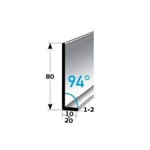 Auer Sockelleiste Metall H 80 mm Winkel 94° Sockelleiste Aluminium Wasserfest...
