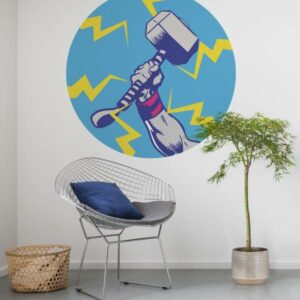 Komar Fototapete Marvel Avengers Thor's Hammer Pop Art 125 x 125 cm Vlies Sel...