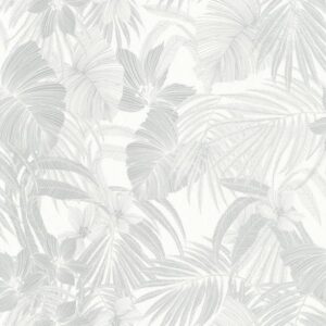 Grandeco | Nomad | A51303 | Vliestapete | Blätter | 10.05 x 0.53 m | Weiß
