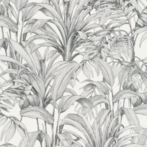 Grandeco | Asperia | A51401 | Vliestapete | Blätter | 10.05 x 0.53 m | Weiß