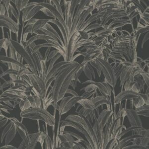 Grandeco | Asperia | A51403 | Vliestapete | Blätter | 10.05 x 0.53 m | Grau