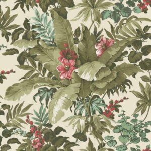Grandeco | Asperia | A55802 | Vliestapete | Blumenoptik | 10.05 x 0.53 m | Grün