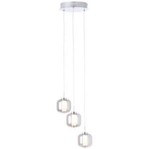 LED Pendelleuchte 125 x 22 cm Grau Glas Pendellampe Kugel Modern Rauchglas Li...