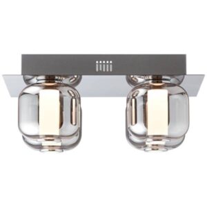 LED Deckenleuchte 15 x 35 x 35 cm Grau Glas Deckenlampe Kugel Modern Lichtfar...