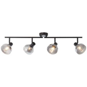 Deckenleuchte 19.5 x 20 x 89 cm Schwarz Glas Deckenlampe Kegel Modern Rauchgl...