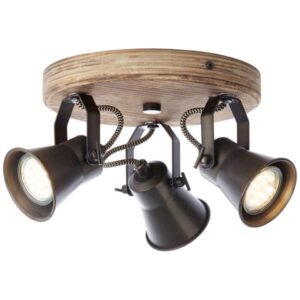 Deckenleuchte 13 x 28 cm Braun Holz Deckenlampe Kegel Vintage Industrial Harm...