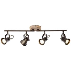 Deckenleuchte 18 x 12 x 70 cm Braun Holz Deckenlampe Kegel Vintage Industrial...