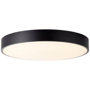 LED Deckenleuchte 8 x 49 cm Schwarz Metall Deckenlampe Rund Basic Lichtfarbe:...