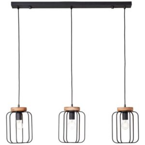 Pendelleuchte 130 x 20 x 100 cm Braun Holz Pendellampe Vintage Antik Harmonisch