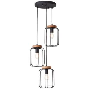 Pendelleuchte 165 x 42 cm Braun Holz Pendellampe Vintage Antik Harmonisch