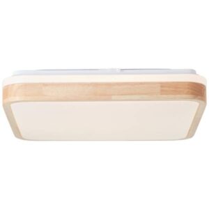 LED Deckenleuchte 8 x 39 x 39 cm Braun Holz Deckenlampe Natürlich Boho Lichtf...
