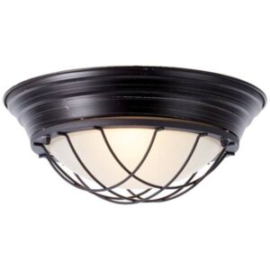 Deckenleuchte 14.5 x 34 cm Schwarz Glas Deckenlampe Rund Vintage Antik Harmon...