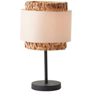 Tischleuchte 43 x 25 cm Braun Textil Tischlampe Natürlich Boho Harmonisch