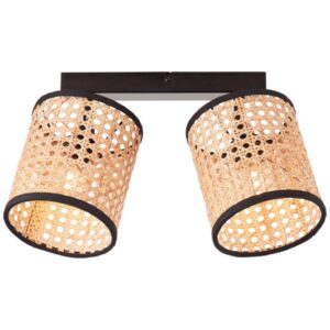 Deckenleuchte 21 x 13 x 31 cm Beige Rattan Deckenlampe Natürlich Boho Harmonisch