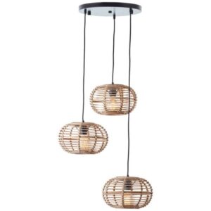 Pendelleuchte 141.5 x 57 cm Braun Metall Pendellampe Natürlich Harmonisch