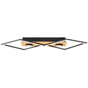 LED Deckenleuchte 6.2 x 35.4 x 70.7 cm Braun Holz Deckenlampe Eckig Lichtfarb...