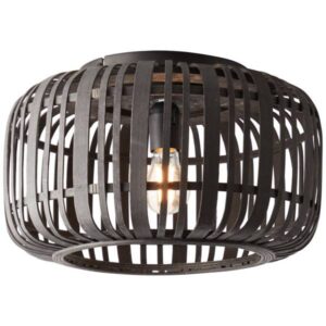 Deckenleuchte 22.9 x 40 cm Braun Bambus Deckenlampe Zylindrisch Natürlich Boh...