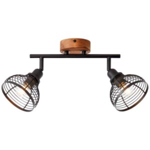 Deckenleuchte 16 x 17 x 33 cm Schwarz Holz Deckenlampe Kegel Vintage Industri...