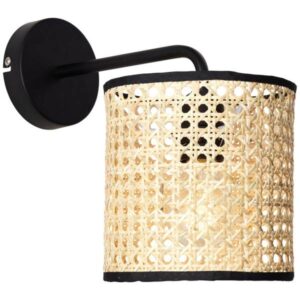 Wandleuchte 25 x 29 x 16.5 cm Braun Metall Wandlampe Zylindrisch Natürlich Bo...