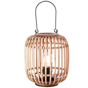 Tischleuchte 26.5 x 21.5 cm Braun Bambus Tischlampe Zylindrisch Natürlich Boh...