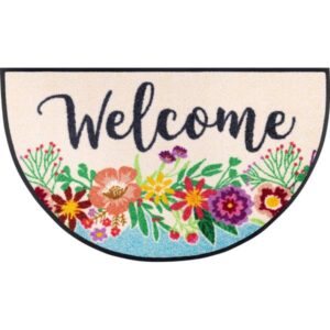 Fussmatte Round Welcome Blooming 85 x 50 cm Schmutzfangmatte waschbar wash+dr...